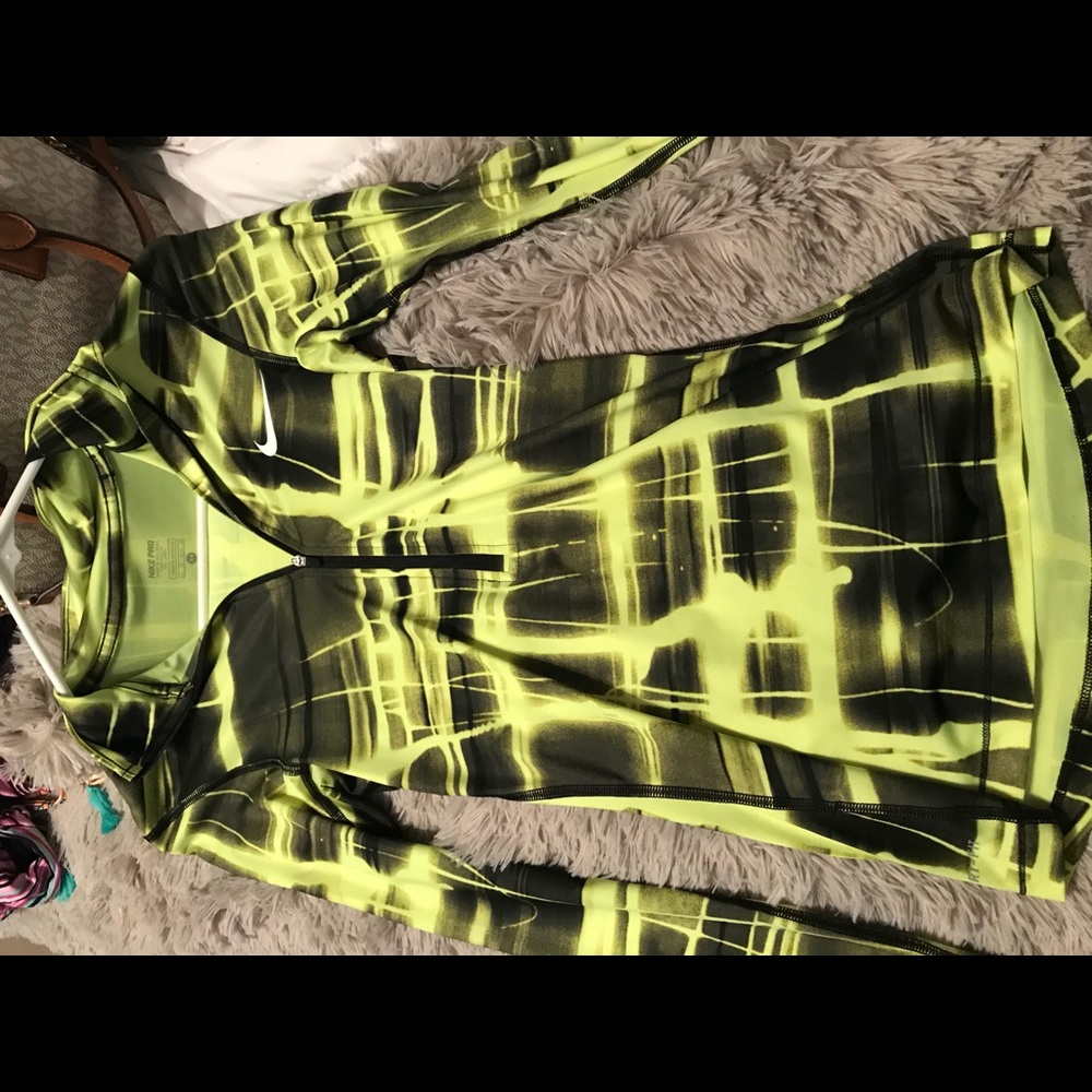 nike pro neon quarter zip